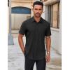 imageCOOFANDY Mens Short Sleeve Button Down Shirts Casual Dress Shirts for Men Untucked Shirt with PocketBlack