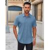 imageCOOFANDY Mens Short Sleeve Button Down Shirts Casual Dress Shirts for Men Untucked Shirt with PocketGrey Blue