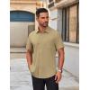 imageCOOFANDY Mens Short Sleeve Button Down Shirts Casual Dress Shirts for Men Untucked Shirt with PocketKhaki