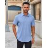 imageCOOFANDY Mens Short Sleeve Button Down Shirts Casual Dress Shirts for Men Untucked Shirt with PocketLight Blue
