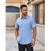 imageCOOFANDY Mens Short Sleeve Button Down Shirts Casual Dress Shirts for Men Untucked Shirt with PocketLight Blue