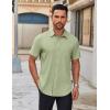 imageCOOFANDY Mens Short Sleeve Button Down Shirts Casual Dress Shirts for Men Untucked Shirt with PocketLight Green