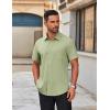 imageCOOFANDY Mens Short Sleeve Button Down Shirts Casual Dress Shirts for Men Untucked Shirt with PocketLight Green
