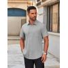 imageCOOFANDY Mens Short Sleeve Button Down Shirts Casual Dress Shirts for Men Untucked Shirt with PocketLight Grey