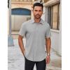 imageCOOFANDY Mens Short Sleeve Button Down Shirts Casual Dress Shirts for Men Untucked Shirt with PocketLight Grey