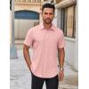 imageCOOFANDY Mens Short Sleeve Button Down Shirts Casual Dress Shirts for Men Untucked Shirt with PocketLight Pink
