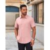 imageCOOFANDY Mens Short Sleeve Button Down Shirts Casual Dress Shirts for Men Untucked Shirt with PocketLight Pink