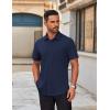 imageCOOFANDY Mens Short Sleeve Button Down Shirts Casual Dress Shirts for Men Untucked Shirt with PocketNavy Blue