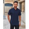 imageCOOFANDY Mens Short Sleeve Button Down Shirts Casual Dress Shirts for Men Untucked Shirt with PocketNavy Blue