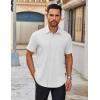 imageCOOFANDY Mens Short Sleeve Button Down Shirts Casual Dress Shirts for Men Untucked Shirt with PocketWhite