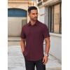 imageCOOFANDY Mens Short Sleeve Button Down Shirts Casual Dress Shirts for Men Untucked Shirt with PocketWine Red