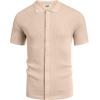imageCOOFANDY Mens Vintage Knit Shirt Short Sleeve Button Down Polo Shirts for Summer Casual ampamp VacationApricot