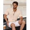 imageCOOFANDY Mens Vintage Knit Shirt Short Sleeve Button Down Polo Shirts for Summer Casual ampamp VacationApricot