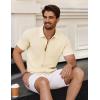 imageCOOFANDY Mens Vintage Knit Shirt Short Sleeve Button Down Polo Shirts for Summer Casual ampamp VacationBeige