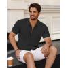 imageCOOFANDY Mens Vintage Knit Shirt Short Sleeve Button Down Polo Shirts for Summer Casual ampamp VacationBlack
