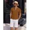 imageCOOFANDY Mens Vintage Knit Shirt Short Sleeve Button Down Polo Shirts for Summer Casual ampamp VacationBrown