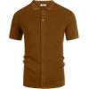 imageCOOFANDY Mens Vintage Knit Shirt Short Sleeve Button Down Polo Shirts for Summer Casual ampamp VacationBrown