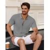 imageCOOFANDY Mens Vintage Knit Shirt Short Sleeve Button Down Polo Shirts for Summer Casual ampamp VacationDark Grey