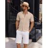 imageCOOFANDY Mens Vintage Knit Shirt Short Sleeve Button Down Polo Shirts for Summer Casual ampamp VacationKhaki