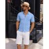 imageCOOFANDY Mens Vintage Knit Shirt Short Sleeve Button Down Polo Shirts for Summer Casual ampamp VacationLight Blue