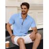 imageCOOFANDY Mens Vintage Knit Shirt Short Sleeve Button Down Polo Shirts for Summer Casual ampamp VacationLight Blue