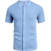 imageCOOFANDY Mens Vintage Knit Shirt Short Sleeve Button Down Polo Shirts for Summer Casual ampamp VacationLight Blue
