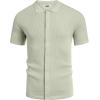imageCOOFANDY Mens Vintage Knit Shirt Short Sleeve Button Down Polo Shirts for Summer Casual ampamp VacationLight Green