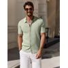 imageCOOFANDY Mens Vintage Knit Shirt Short Sleeve Button Down Polo Shirts for Summer Casual ampamp VacationLight Green