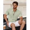 imageCOOFANDY Mens Vintage Knit Shirt Short Sleeve Button Down Polo Shirts for Summer Casual ampamp VacationLight Green