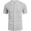 imageCOOFANDY Mens Vintage Knit Shirt Short Sleeve Button Down Polo Shirts for Summer Casual ampamp VacationLight Grey