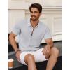 imageCOOFANDY Mens Vintage Knit Shirt Short Sleeve Button Down Polo Shirts for Summer Casual ampamp VacationLight Grey