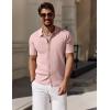 imageCOOFANDY Mens Vintage Knit Shirt Short Sleeve Button Down Polo Shirts for Summer Casual ampamp VacationPink