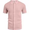 imageCOOFANDY Mens Vintage Knit Shirt Short Sleeve Button Down Polo Shirts for Summer Casual ampamp VacationPink