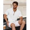 imageCOOFANDY Mens Vintage Knit Shirt Short Sleeve Button Down Polo Shirts for Summer Casual ampamp VacationWhite
