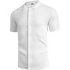 imageCOOFANDY Mens Vintage Knit Shirt Short Sleeve Button Down Polo Shirts for Summer Casual ampamp VacationWhite