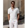 imageCOOFANDY Mens Vintage Knit Shirt Short Sleeve Button Down Polo Shirts for Summer Casual ampamp VacationWhite