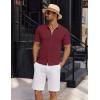 imageCOOFANDY Mens Vintage Knit Shirt Short Sleeve Button Down Polo Shirts for Summer Casual ampamp VacationWine Red