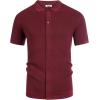 imageCOOFANDY Mens Vintage Knit Shirt Short Sleeve Button Down Polo Shirts for Summer Casual ampamp VacationWine Red