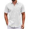imageCOOFANDY Mens Casual Button Down Shirts Short Sleeve Summer Untucked Dress Shirt with PocketWhite