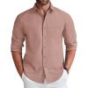 imageCOOFANDY Mens Long Sleeve Button Down Shirt Wrinkle Free Untucked Dress Shirt Casual Denim ShirtDusty Pink