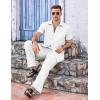 imageCOOFANDY Mens 2 Piece Casual Beach Outfits Short Sleeve Button Down Shirts Summer Loose Pant Sets Vacation Walking OutfitsAwhite