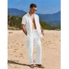 imageCOOFANDY Mens 2 Piece Casual Beach Outfits Short Sleeve Button Down Shirts Summer Loose Pant Sets Vacation Walking OutfitsAwhite
