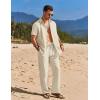 imageCOOFANDY Mens 2 Piece Casual Beach Outfits Short Sleeve Button Down Shirts Summer Loose Pant Sets Vacation Walking OutfitsBeige