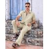 imageCOOFANDY Mens 2 Piece Casual Beach Outfits Short Sleeve Button Down Shirts Summer Loose Pant Sets Vacation Walking OutfitsBeige