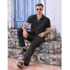 imageCOOFANDY Mens 2 Piece Casual Beach Outfits Short Sleeve Button Down Shirts Summer Loose Pant Sets Vacation Walking OutfitsBlack