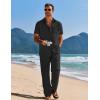 imageCOOFANDY Mens 2 Piece Casual Beach Outfits Short Sleeve Button Down Shirts Summer Loose Pant Sets Vacation Walking OutfitsBlack