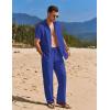 imageCOOFANDY Mens 2 Piece Casual Beach Outfits Short Sleeve Button Down Shirts Summer Loose Pant Sets Vacation Walking OutfitsDark Blue