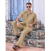 imageCOOFANDY Mens 2 Piece Casual Beach Outfits Short Sleeve Button Down Shirts Summer Loose Pant Sets Vacation Walking OutfitsKhaki