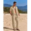 imageCOOFANDY Mens 2 Piece Casual Beach Outfits Short Sleeve Button Down Shirts Summer Loose Pant Sets Vacation Walking OutfitsKhaki