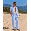 imageCOOFANDY Mens 2 Piece Casual Beach Outfits Short Sleeve Button Down Shirts Summer Loose Pant Sets Vacation Walking OutfitsLight Blue